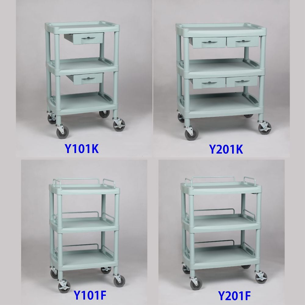 プラスチックワゴン3段 引出し4個付き 655×455×825mm Y201K 1台