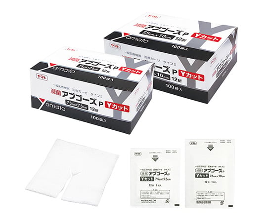 Gauze (sterile Abgoze P/Y cut) 7575 75 x 75 mm 1 box (1 sheet x 100 bags) 295033 1 box (1 sheet x 100 bags)