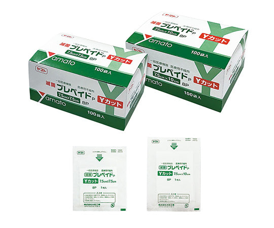 Sterile cut gauze, prepaid Y-cut, 75 x 100 mm, 1 box (1 sheet x 100 bags) 373540 1 box (1 sheet x 100 bags)
