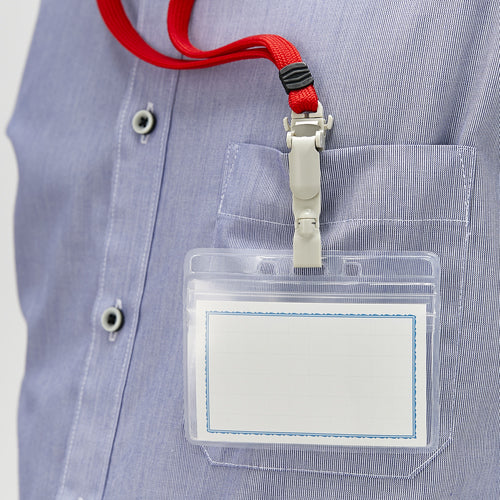 TRUSCO Rotating Name Badge, Soft Type, with Strap, 100 x 70 mm (Extra Large), Blue, TTNF-L31-B, 1 pc