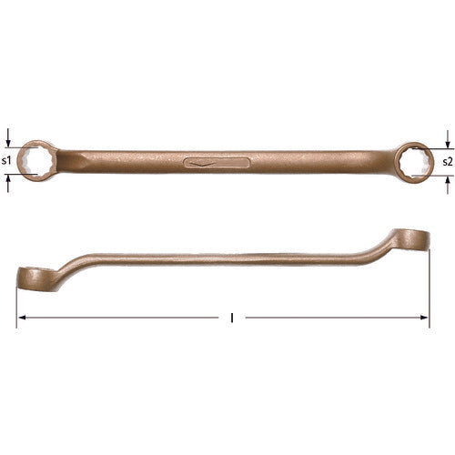 Ampco Swiss Explosion-proof Double Box End Wrench, Two-sided Width Dimension 17 x 19 mm, AC1719B, 1 pc