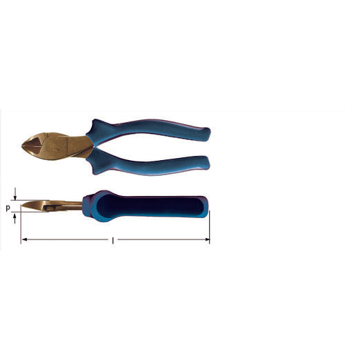 Ampcoスイス 防爆ニッパ 防爆ダイアゴナルカッター 銅線切断4mm 全長155mm EK1550B 1 丁