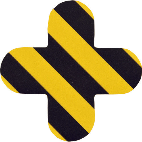 녹십자 노면표시 스티커 십자형 황/흑 QCC-TR 150×150mm 10매조