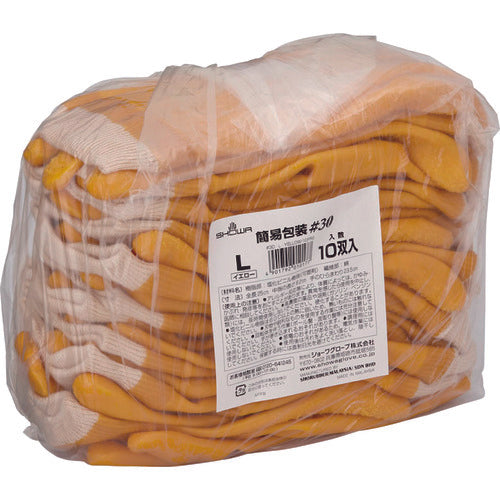 SHOWA PVC gloves (with lining) No. 30 Bulk purchase Simple packaging Hylon Yellow L size NO30-L10P 1 bag