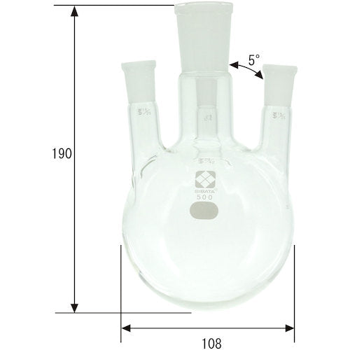 SIBATA Common sliding four neck round bottom flask 29/42 500mL 005340-29500 1 piece