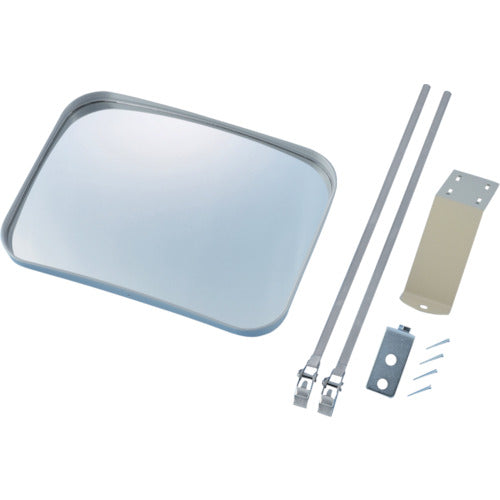 緑十字 小型カーブミラー グレー 壁角35S 230×310mm 取付金具付 ガラス製 276121 1台