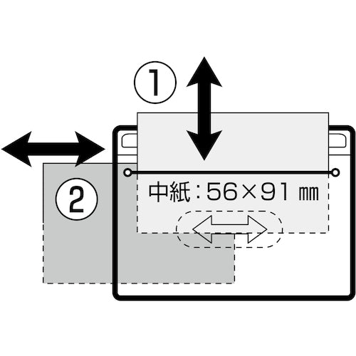 녹색 십자 매달아 명찰(릴식 스트랩) 클리어/블랙 소프트 케이스 2장 수납식 NF-418-BK 301103 1개