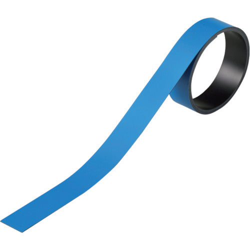 緑十字 テープ状カラーマグネット 青 マグネ20B 20mm幅×1m×0.8mm 片面磁力 312036 1本