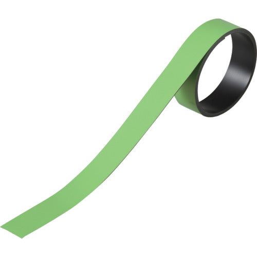 緑十字 テープ状カラーマグネット 緑 マグネ20G 20mm幅×1m×0.8mm 片面磁力 312032 1本