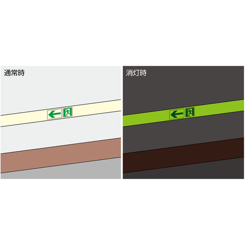 緑十字 高輝度蓄光テープ用補助ステッカー(壁面用) 非常口(右向) SWP−2 45×45mm 5枚組 378002 1組