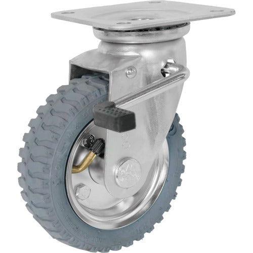 시식 공기입 바퀴 부착 캐스터 자재 스토퍼 부착 153mm AIJB-6-2G 1개