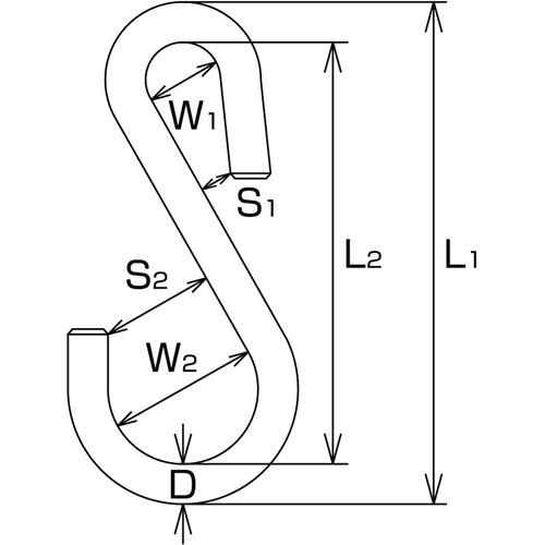 Mizumoto Stainless Steel S-hook SAP Type Total Length 100mm B-2382 1 pc