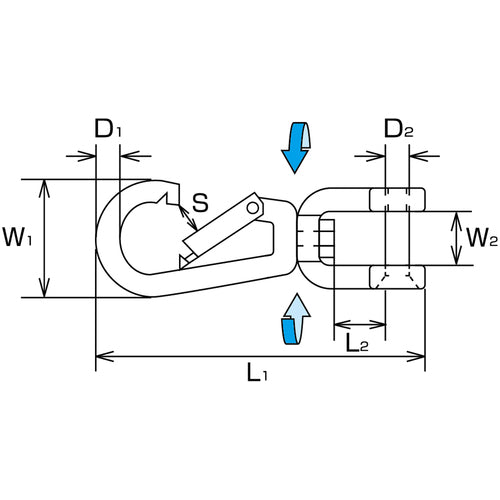 Mizumoto Stainless Steel Snap Hook Shackle, Wire Diameter 6mm, Length 84mm, BB-6, 1 pc