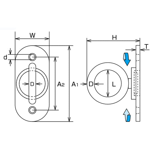 Mizumoto Eye Plate Stainless Steel Rotating Pad Eye Inner Diameter 15mm 20mm x 50mm B-910 1 pc