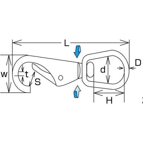 미즈모토 S후크 스테인리스 스위블 스냅 선경 5mm 길이 85mm A-112 1개