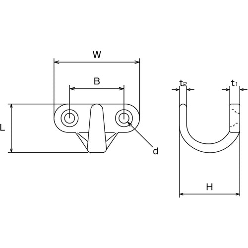 Mizumoto Stainless Steel Coat Hook (CHF) Width 30mm Load Capacity 0.08kN CHF-30 1 pc
