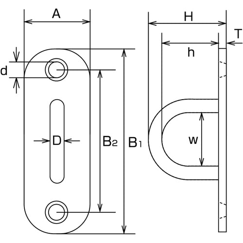 Mizumoto Eye Plate Stainless Steel Pad Eye 12mm x 36mm A-524 1 piece