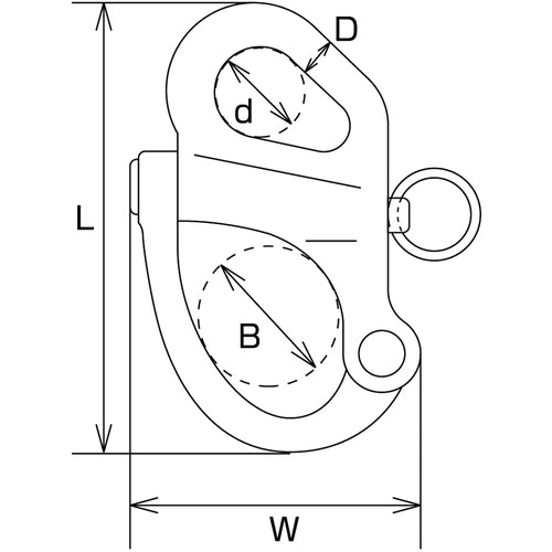 Mizumoto Stainless Steel Fixed Snap Shackle, Total Length 70mm, B-1390, 1 pc