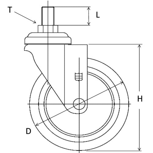 SAMSONG メディカル機器キャスター 自在 ねじ込み式 エラストマー 75mm TP8430-25-MIR-TG 1 個