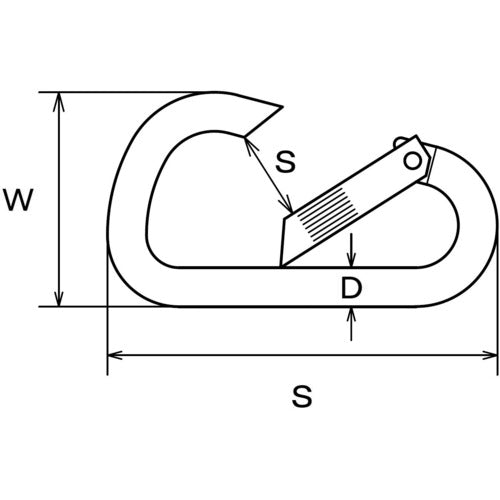 Mizumoto Stainless Steel Snap Hook DE Type, Wire Diameter 6mm, Length 60mm, B-2629, 1 pc