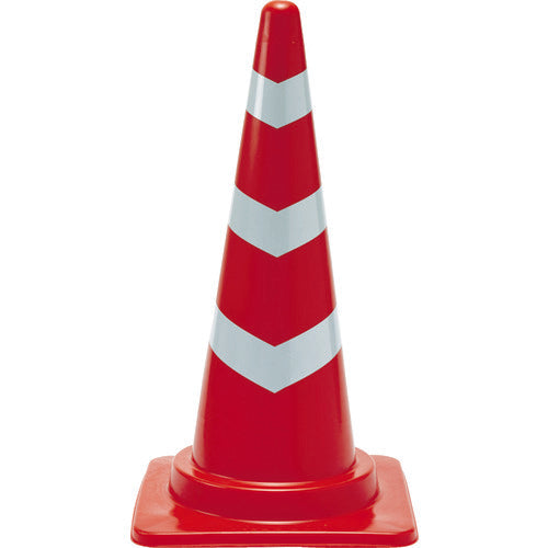 TRUSCO 反射テープ付安全コーン 幅380mmX高さ700mm レッド テープ3段 TCC-R-HT 1 本