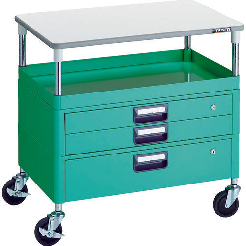 TRUSCO Tool Wagon Phoenix Wagon Noise-reducing 750 x 500 H740 with drawer and top Young Green PEW-771VXT-YG 1 unit