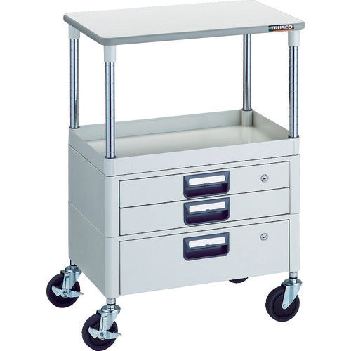 TRUSCO Tool Wagon Phoenix Wagon, Low-noise, 600 x 400, H880, with drawers and top, White, PEW-961VXT-W, 1 unit