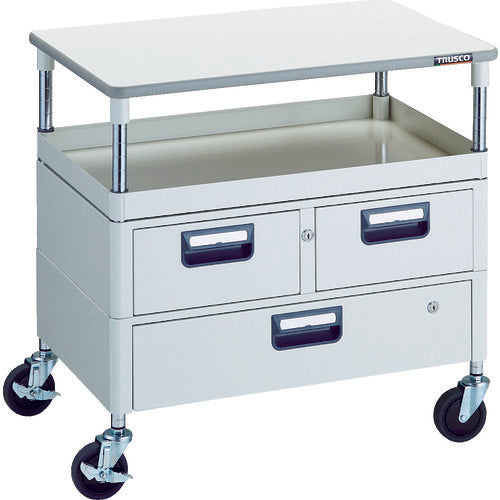 TRUSCO Tool Wagon Phoenix Wagon, Noise-reducing, 750 x 500, H740, with drawers and top, White, PEW-771VWT-W, 1 unit