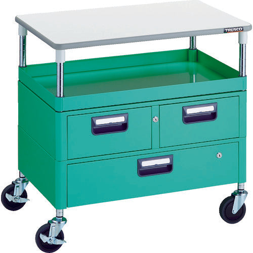 TRUSCO Tool Wagon Phoenix Wagon Noise-reducing 750 x 500 H740 with drawer and top Young Green PEW-771VWT-YG 1 unit