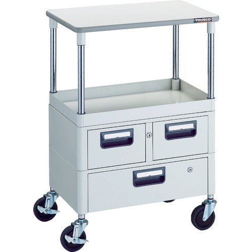 TRUSCO Tool Wagon Phoenix Wagon, Low-noise, 600 x 400, H880, with drawers and top, White, PEW-961VWT-W, 1 unit