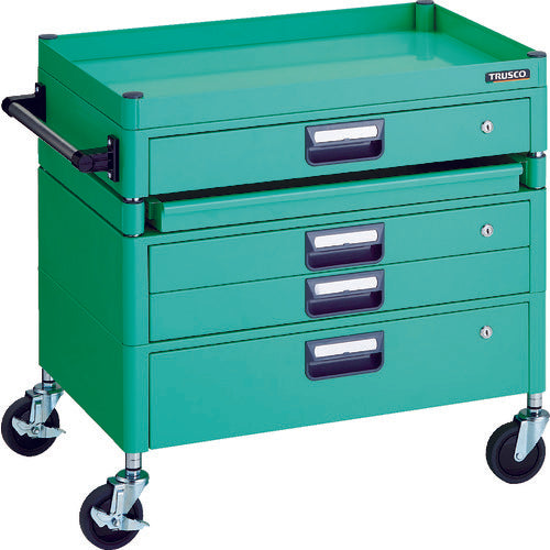 TRUSCO Tool Wagon Phoenix Wagon, Low Noise, 750 x 500, H740, with Drawer, 1 Slide, Young Green, PEW-771M1VXZ-YG, 1 Unit