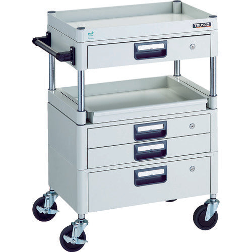 TRUSCO Tool Wagon Phoenix Wagon, Noise-reducing, 600 x 400 mm, H880 mm, with drawer, 1 slide, White, PEW-961M1VXZ-W, 1 unit