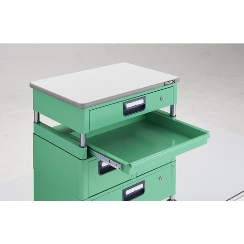TRUSCO Tool Wagon Phoenix Wagon, Low Noise, 600 x 400, H740, with Drawer, 1 Slide, with Top, Young Green, PEW-760M1VWZT-YG, 1 Unit