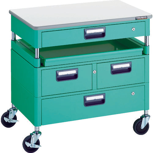 TRUSCO Tool Wagon Phoenix Wagon, Low Noise, 750 x 500, H740, with Drawer, 1 Slide, with Top, Young Green, PEW-770M1VWZT-YG, 1 Unit