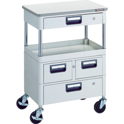 TRUSCO Tool Wagon Phoenix Wagon, Noise-reducing, 600 x 400, H880, with drawers and top, White, PEW-961VWZT-W, 1 unit