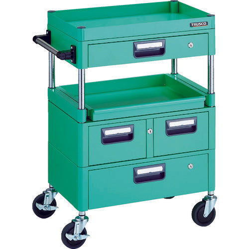 TRUSCO Tool Wagon Phoenix Wagon, Low Noise, 600 x 400 mm, H880 mm, with Drawer, 1 Slide, Young Green, PEW-961M1VWZ-YG, 1 Unit