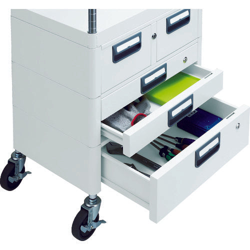 TRUSCO Tool Wagon Phoenix Wagon, Low-noise, 600 x 400, H880, with drawers and top, White, PEW-961VXWT-W, 1 unit