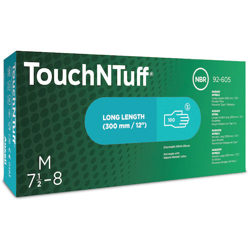 Ansell Chemical-Resistant Nitrile Rubber Disposable Gloves Touch N Tough 92-605 XL Size (100 pieces) 92-605-10 1 box