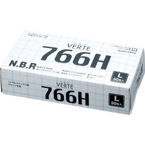 Midori Anzen Nitrile Disposable Gloves, Long, Thick, Powder-Free, Blue, L (50 pieces) VERTE-766H-L 1 box