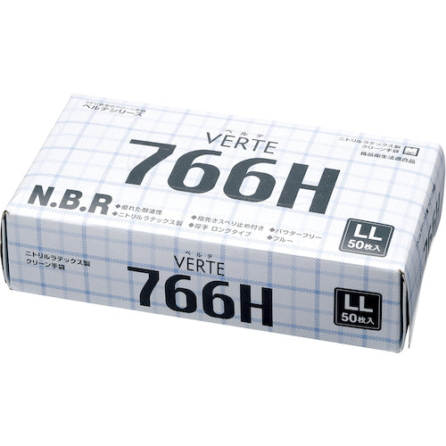 Midori Anzen Nitrile Disposable Gloves, Long, Thick, Powder-Free, Blue, LL (50 pieces) VERTE-766H-LL 1 box