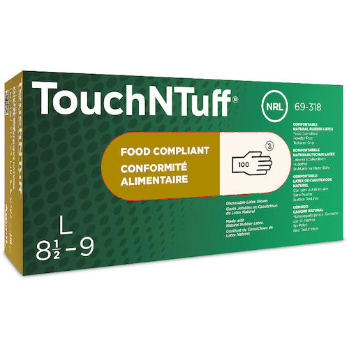 Ansell Natural Rubber Disposable Gloves Touch N Tough 69-318 Medium Size (100 pieces) 69-318-8 1 box