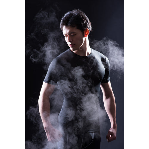 Kajimake 8821 Crater Mesh Crew Neck Short Sleeve Shirt Black M 8821-91-M 1 unit