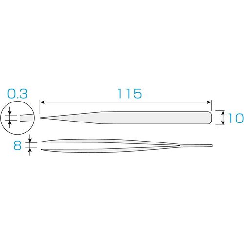 HOZAN Tweezers, Total Length 115mm, PP-111, 1 piece