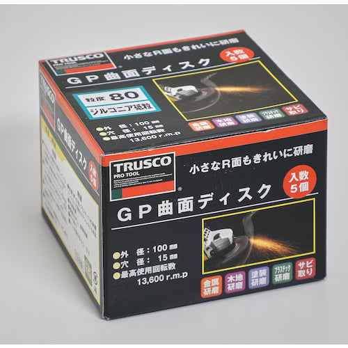 TRUSCO GP 곡면 디스크 지르코니아 Φ100 (5장입) 80# GP100RZ 1상자