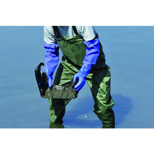 富士手袋 ナイロン胴付水中長靴モスグリーン 2076-LL 1足