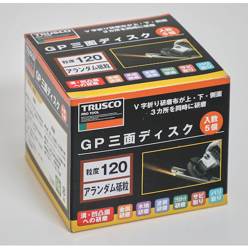 TRUSCO GP Three-Sided Disk Alundum Φ100 (5 Pieces) 120# GP1003F 1 Box