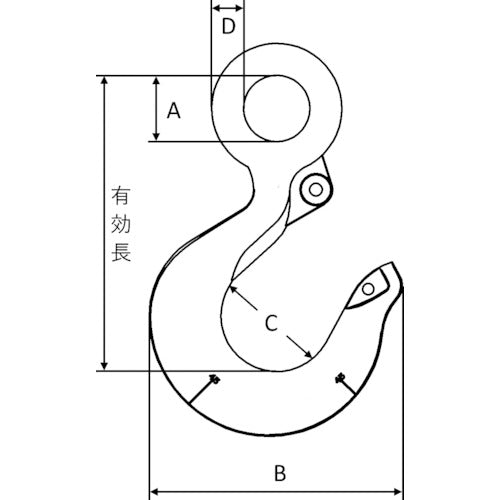 Crosby Eye Hook, Basic Load Capacity 3.2t, L-320AN-3.2, 1 pc