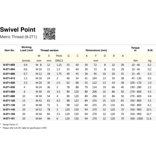 YOKE Swivel Point M30 8t 8-271-060 1 piece