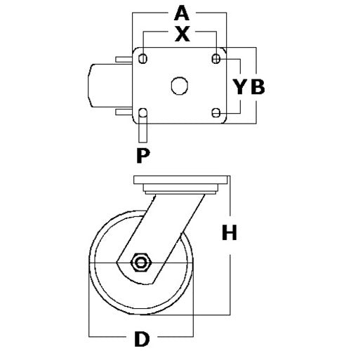텐테 캐스터 중하중용 고성능 선회 캐스터 “KAPPA”(AGV용, 우레탄 바퀴) φ200 자재식 9650ITP200P63 CONVEX 1개