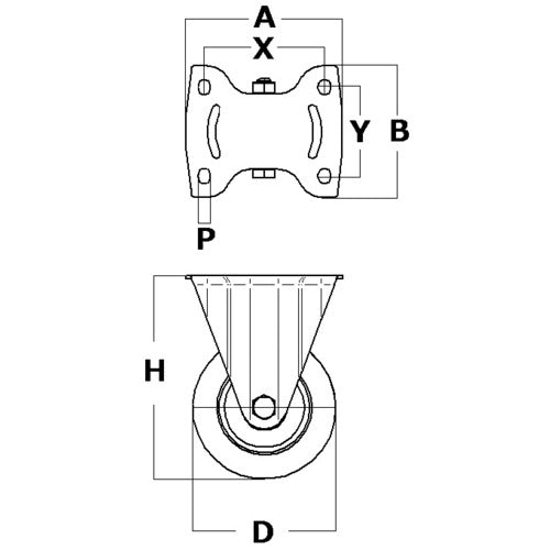 Tente Caster High-performance swivel caster for heavy loads "DELTA" (urethane wheels) φ125 Fixed type 3648ITP125P63 CONVEX 1 piece